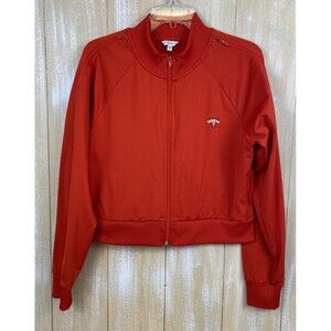 GUESS x J. Balvin Vibras Collab Womens Cropped Zip Sleeves Red Track Jacket Sz L